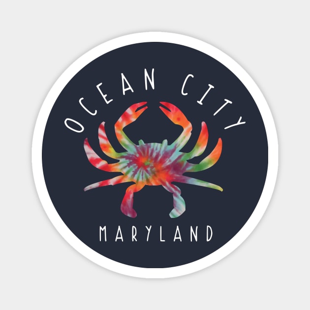 Ocean City Maryland Beach Vacation Crab Tie Dye Magnet by PodDesignShop